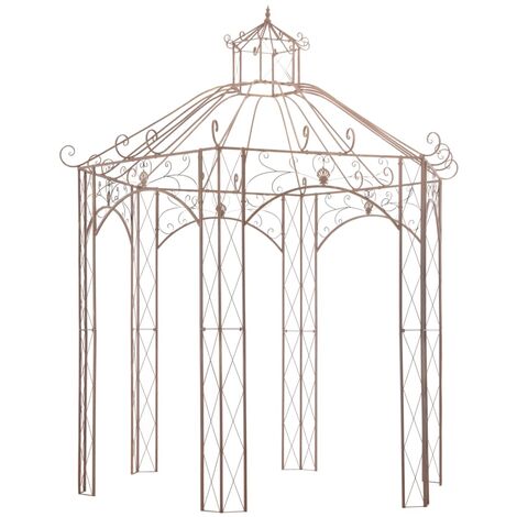vidaXL Garden Pavilion Antique Brown Iron Outdoor Patio Rose Arch Gazebo 3m/4m