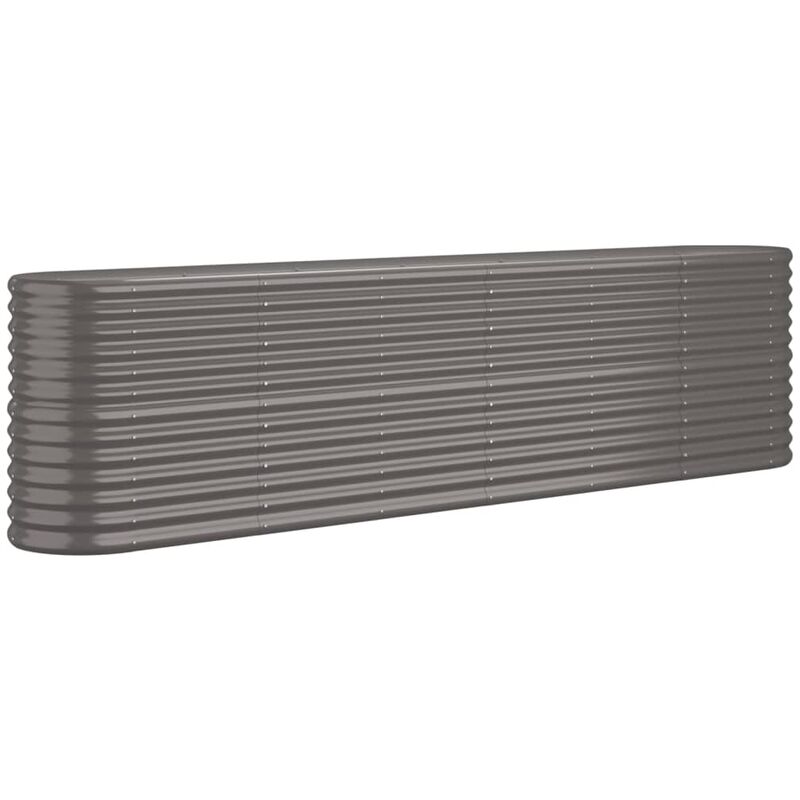 Garden Raised Bed Galvanised Steel 260x40x68 Cm Grey Vidaxl
