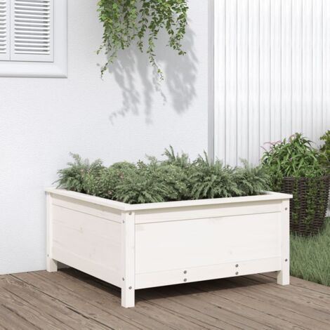 vidaXL Garden Planter White 82,5x82,5x39 cm Solid Wood Pine