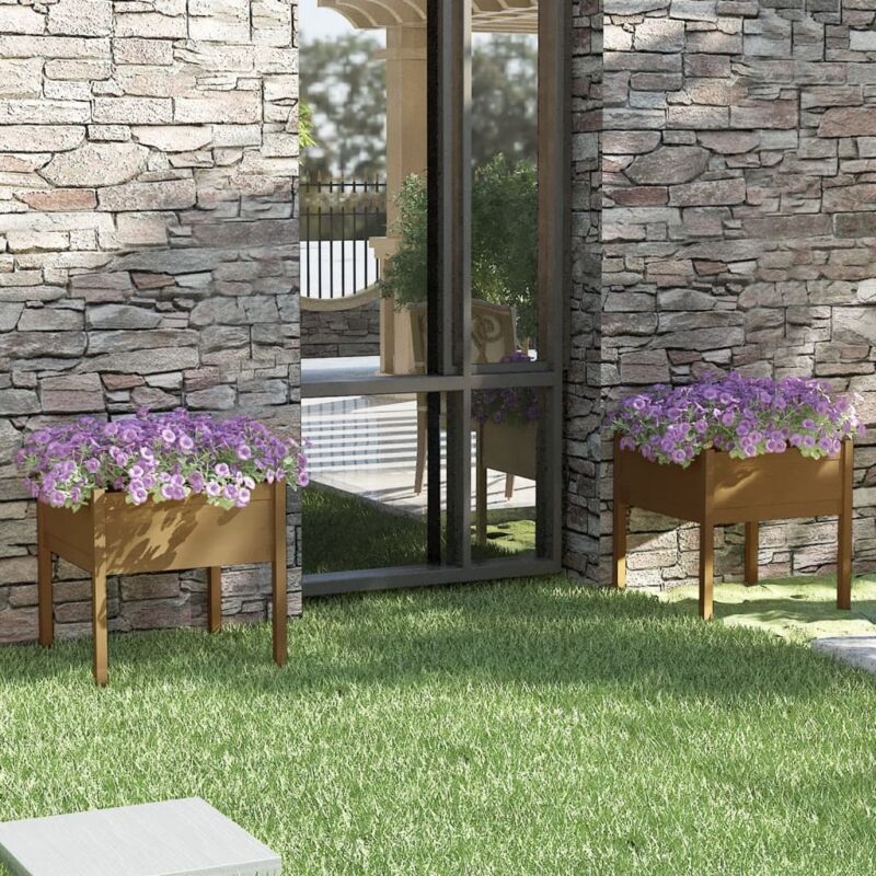 Vidaxl - Garden Planters 2 Pcs Honey Brown 70x70x70 Cm Solid Pinewood