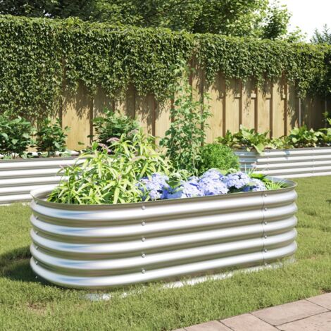vidaXL Garden Raised Bed 160x80x44 cm Galvanised Steel Silver