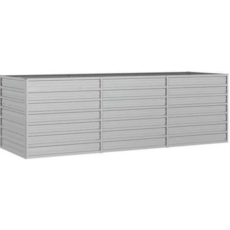 vidaXL Garden Raised Bed 240x80x77 cm Galvanized Steel Silver