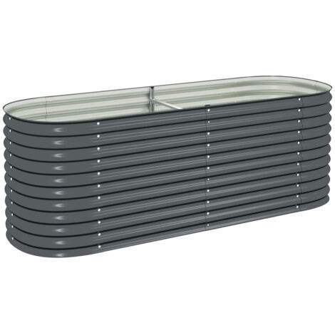 vidaXL Garden Raised Bed 240x80x81 cm Galvanised Steel Grey