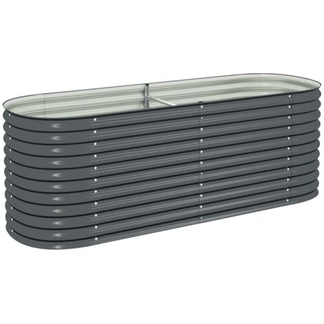 vidaXL Garden Raised Bed 240x80x81 cm Galvanised Steel Grey