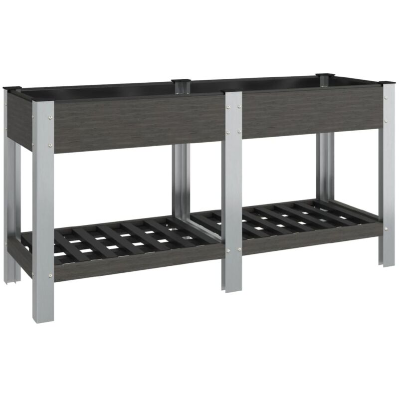Garden Raised Bed With Shelf Grey 150x50x75 Cm Wpc Vidaxl