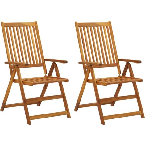 vidaXL Garden Reclining Chairs 2 pcs Solid Acacia Wood - Brown