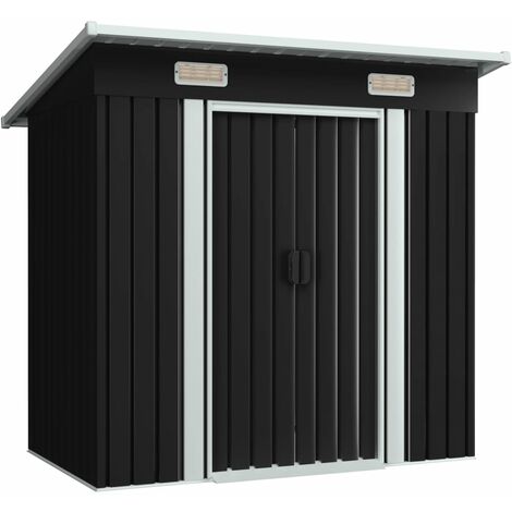 main image of "vidaXL Garden Storage Shed Steel Outdoor Backyard Garage Tool Equipment Household Items Storage House Brown/Anthracite Multi Sizes"