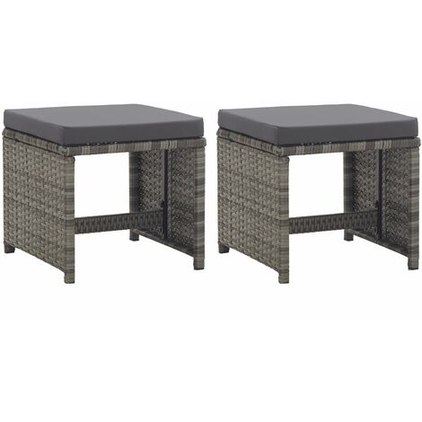 vidaXL Garden Stools 2 pcs with Cushions Poly Rattan Anthracite