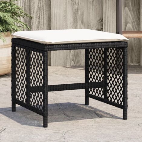 vidaXL Garden Stools with Cushions 4 pcs Black 41x41x36 cm Poly Rattan