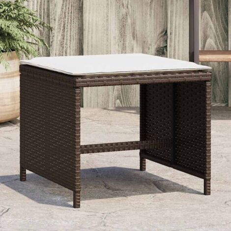 vidaXL Garden Stools with Cushions 4 pcs Brown 41x41x36 cm Poly Rattan