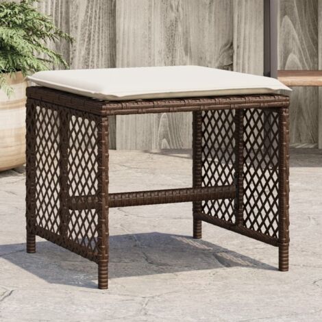 vidaXL Garden Stools with Cushions 4 pcs Brown 41x41x36 cm Poly Rattan