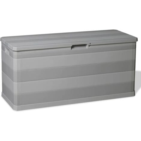 main image of "vidaXL Garden Storage Box 280 L Outdoor Chest Cushion Shed Black/Light Grey"