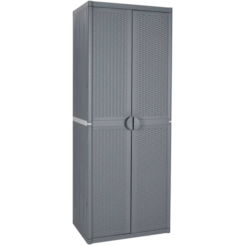 Vidaxl - Garden Storage Cabinet Grey 65x45x172 cm pp Rattan Grey