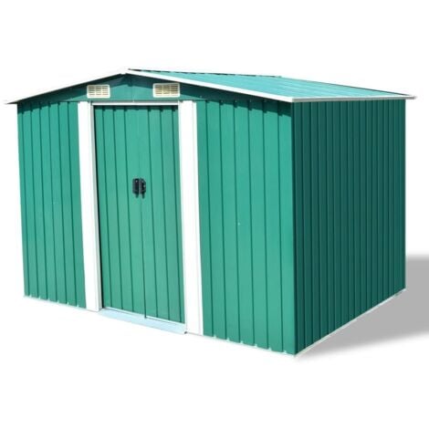 Garden Storage Shed Green Metal 257x205x178 cm
