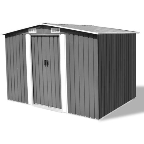 Garden Storage Shed Grey Metal 257x205x178 cm