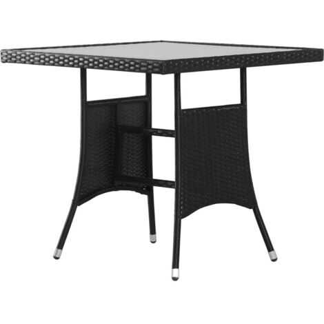 vidaXL Garden Table Black 80x80x74 cm Poly Rattan