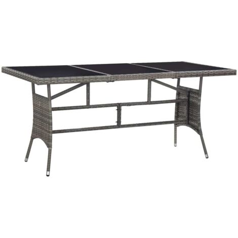 vidaXL Garden Table Grey 170x80x74 cm Poly Rattan