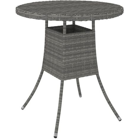 vidaXL Garden Table Grey 70x70x73 cm Poly Rattan - Grey