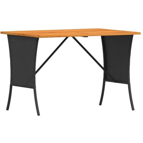 vidaXL Garden Table with Acacia Wood Top Black 105x75x72 cm Poly Rattan