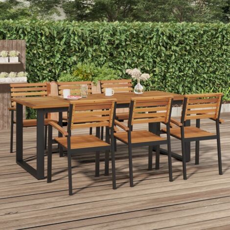 vidaXL Garden Table with U-shaped Legs 200x90x75 cm Solid Wood Acacia
