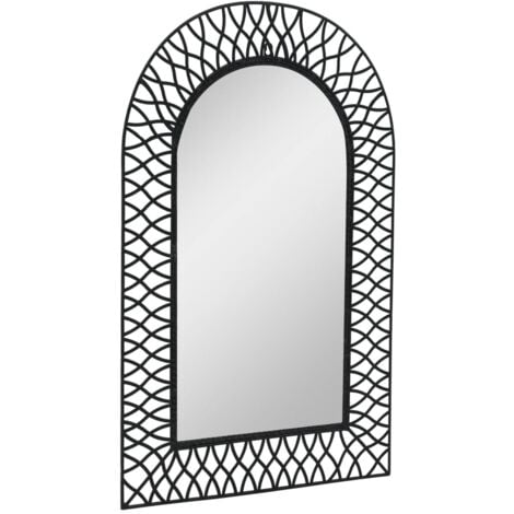 main image of "vidaXL Garden Wall Mirror Arched 50x80 cm Black - Black"