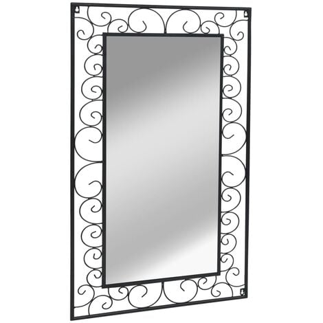 main image of "vidaXL Garden Wall Mirror Rectangular 60x110 cm Black - Black"