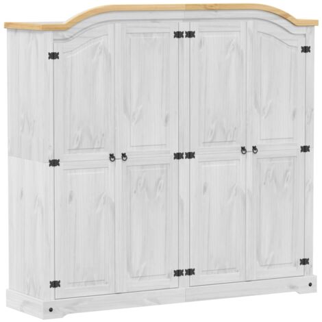 vidaXL Garderobe Corona Weiß Massivholz Kiefer 194x52x186 cm