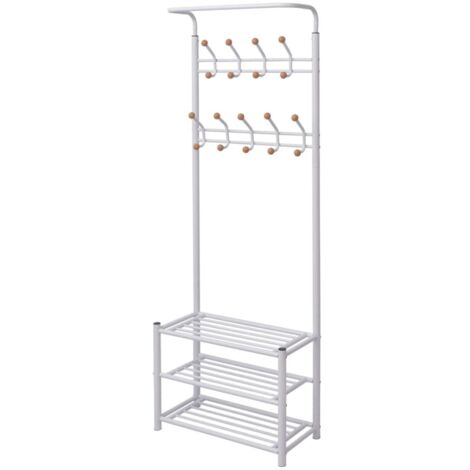 vidaXL Garderobe mit Schuhablage 68×32×182,5 cm Weiß