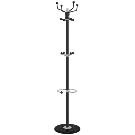 vidaXL Garderobenständer mit Schirmhalter Schwarz 180 cm Eisen