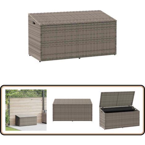 vidaXL Garten-Auflagenbox Grau 110x50x58 cm Poly Rattan