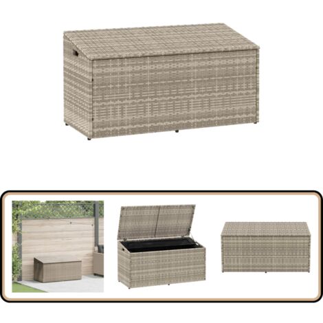 vidaXL Garten-Auflagenbox Hellgrau 110x50x58 cm Poly Rattan