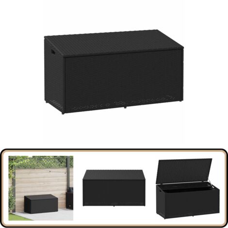 vidaXL Garten-Auflagenbox Schwarz 110x50x58 cm Poly Rattan