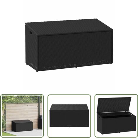 vidaXL Garten-Auflagenbox Schwarz 110x50x58 cm Poly Rattan