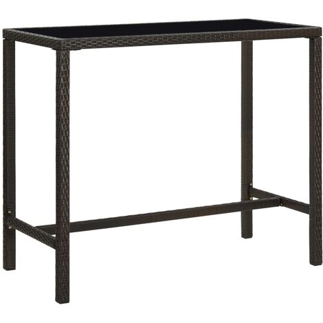 vidaXL Garten-Bartisch Braun 130x60x110 cm Poly Rattan und Glas