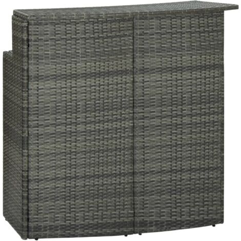 vidaXL Garten-Bartisch Grau 120x55x110 cm Poly Rattan