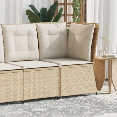 vidaXL Garten-Ecksofa mit Kissen Beige Poly Rattan