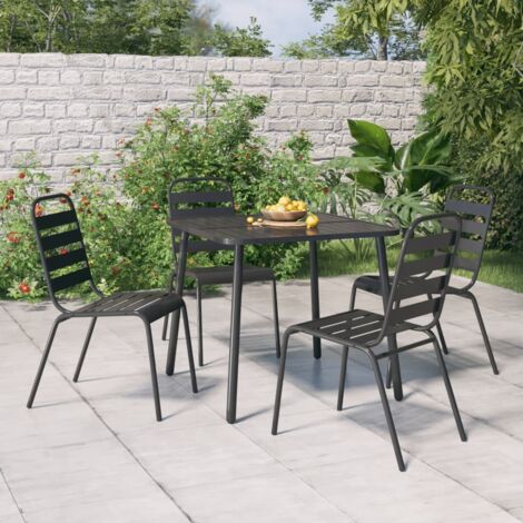 vidaXL Garten-Essgruppe 5-teilig anthrazit Stahl