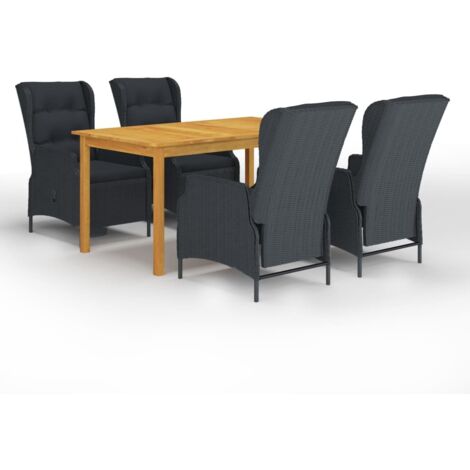 vidaXL Garten Essgruppe 5 teilig Dunkelgrau