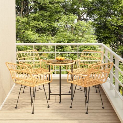 vidaXL Garten-Essgruppe 5-teilig Geflecht