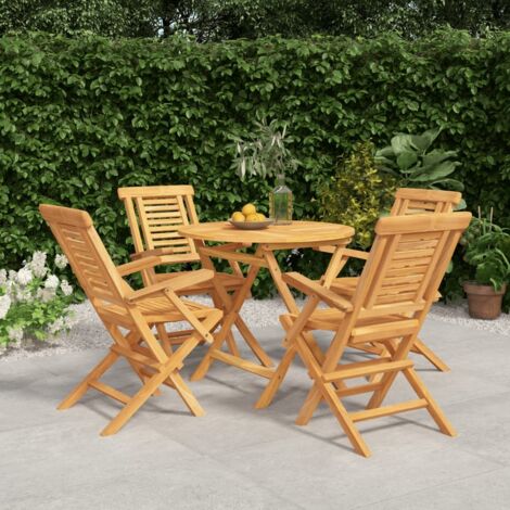 vidaXL Garten-Essgruppe 5 Teilig Massivholz Teak