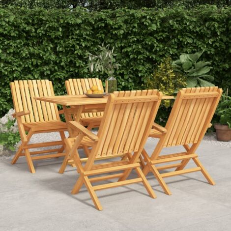 vidaXL Garten-Essgruppe 5-teilig Massivholz Teak
