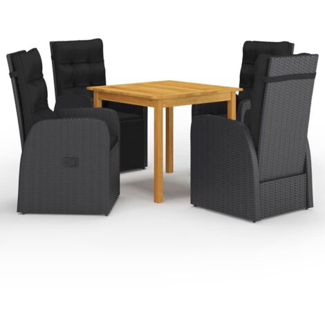 vidaXL Garten Essgruppe 5 Teilig Schwarz