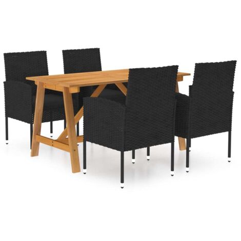 vidaXL Garten-Essgruppe 5-teilig Schwarz