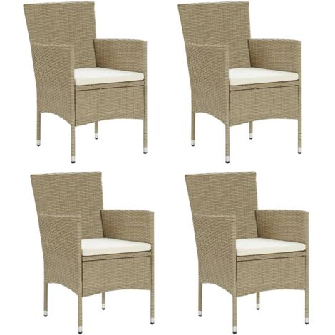 vidaXL Garten-Essstühle 4 Stk. Poly Rattan Beige