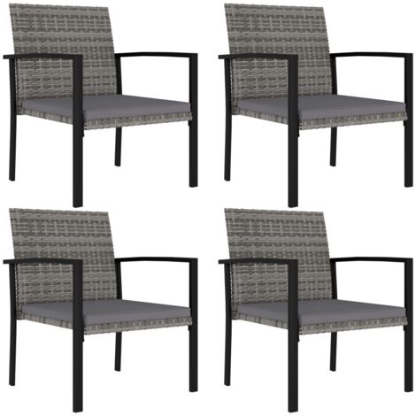 vidaXL Garten-Essstühle 4 Stk. Poly Rattan Grau