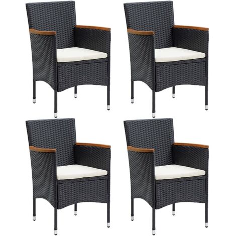 vidaXL Garten-Essstühle 4 Stk. Poly Rattan Schwarz