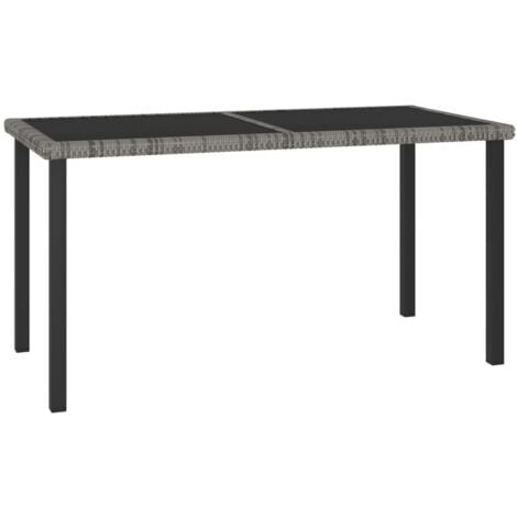 vidaXL Garten-Esstisch Grau 140x70x73 cm Poly Rattan