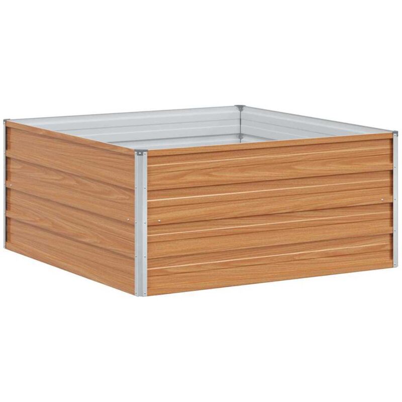 Hochbeet Hellbraun 100 X 100 X 45 Cm Verzinkter Stahl Vidaxl