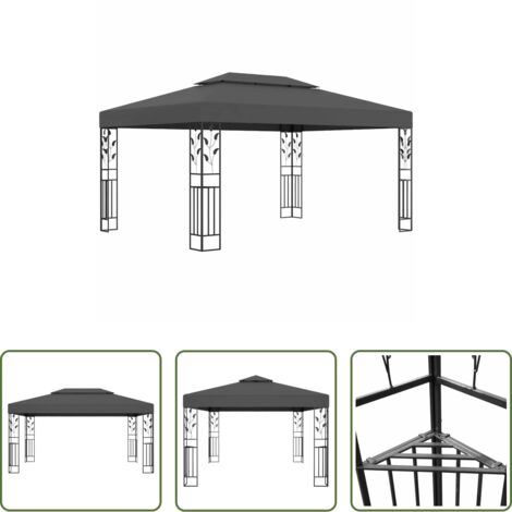 vidaXL Garten -  Pavillon mit Doppeldach 3x4 m Anthrazit
