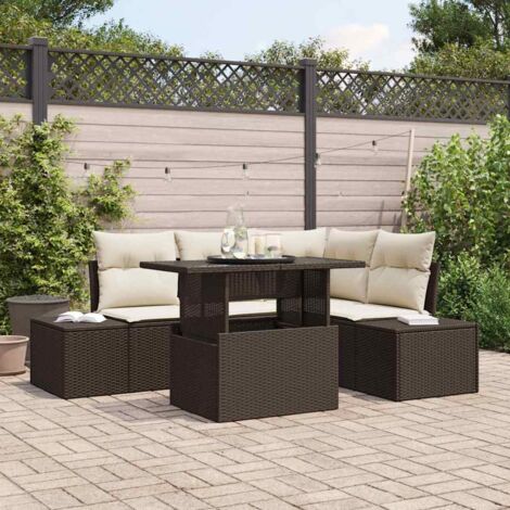 vidaXL Garten Sofa Set 5-teilig Braun Rattan Garten Sofa Set